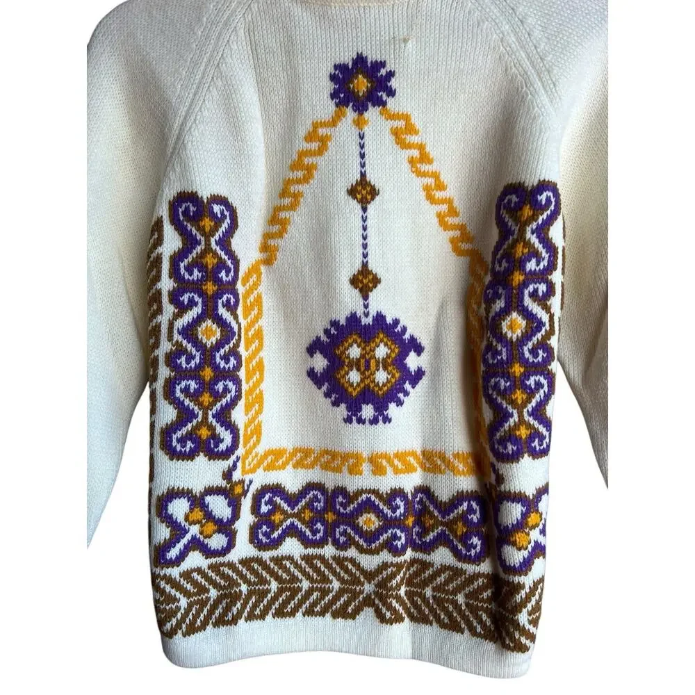RBK Importers Acrylic Knit Sweater Raglan Zipper Closure Size M Vintage 70s NOS